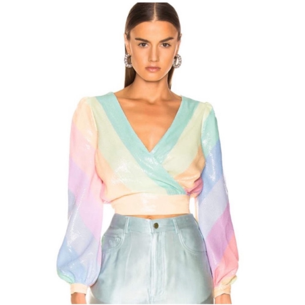 Colorful V-Neck Wrap Top Olivia Rubin Kendall top